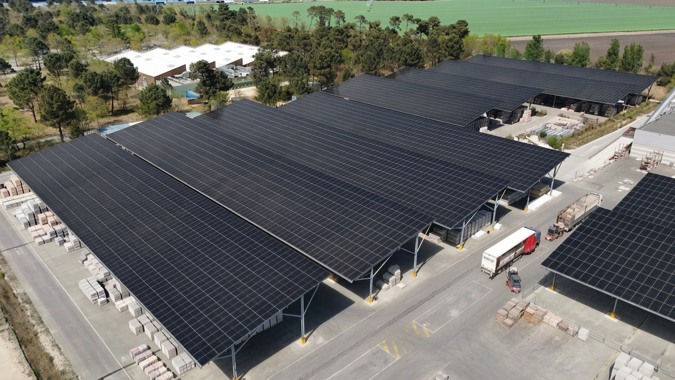 Ombrières photovoltaïques sur parking industriel – projets Girasole Energies - Acquisitions photovoltaïques